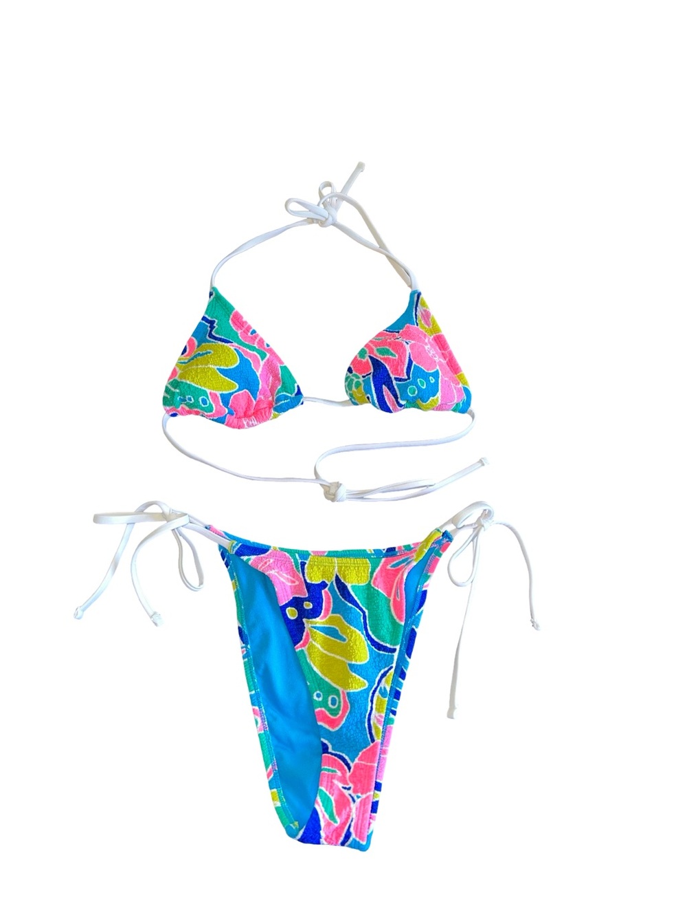 wild fable Floral Tie-String Bikini in Blue, Pink & Green
